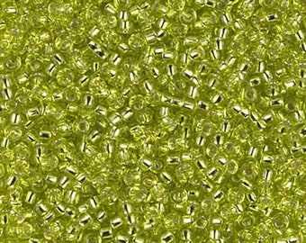 Miyuki Seed Beads 11/0 Silver-Lined Chartreuse 11-14 24g Tube 11/0 Glass Size 11