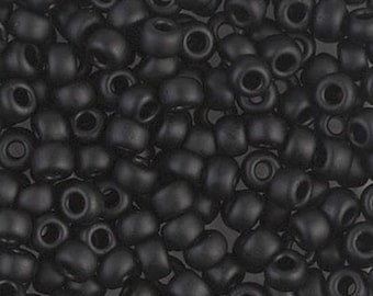 Miyuki Seed Beads 6/0 Matte Opaque Black 6-401F 20g in a Tube, Glass Seed Beads, Size 6 Seed Beads, Japanese Seed Beads, Round Seed Beads