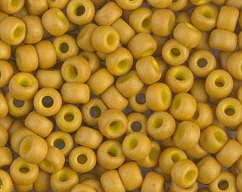 Miyuki Seed Beads 6/0 Matte Opaque Mustard 6-1233 20g, Yellow Glass Seed Beads, Size 6 Seed Beads, Japanese Seed Beads, Round Seed Beads