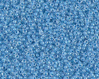 Miyuki Seed Beads 15/0 Colored Lined 15-221 8.2g, Sky Blue Lined Crystal, Glass Seed Beads, Japanese 15/0 Seed Beads, Color Lined Seed Beads