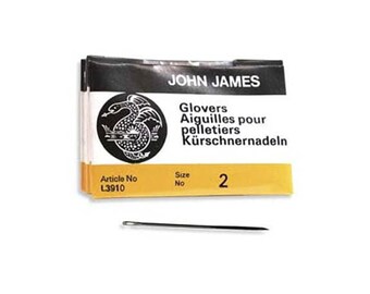 John James Glovers Needles Size 2 43600 Size 2 Leather Needles, Glovers Bulk Pack Needle, Craft Needles, John James Needle L3910