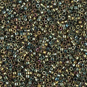 11/0 Miyuki Delica Beads 11/0 Japanese Seed Beads DB024 (7.2g), Metallic Green Delica Seed Beads, Glass Seed Beads, Cylinder Bead