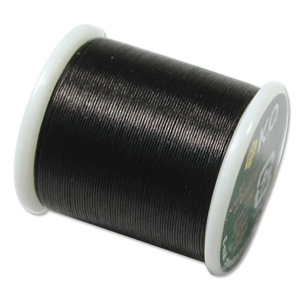 K.O. Beading Thread, Black Japanese Beading Thread 43337 55 yds, KO Beading Thread, Size B Beading Thread, Pre-Waxed Nylon Beading Thread,