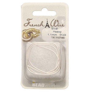 French Wire Bullion Silver Color 43795 (Heavy, 1.1mm, 14 inch) Heavy French Wire, Silver Bullion Wire, Flexible Thread Protection