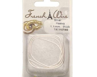 French Wire Bullion Silver Color 43795 (Heavy, 1.1mm, 14 inch) Heavy French Wire, Silver Bullion Wire, Flexible Thread Protection