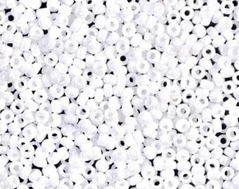 Miyuki Seed Beads 11/0 Opaque White 11-402 24g Tube Glass Size 11 Rocaille Beads, Round Beads, White Seed Beads, White 11/0 Seed Beads