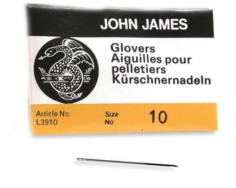 John James Glovers Needles Size 10 43604 Size 10 Leather Needles, Glovers Bulk Pack Needle, Craft Needles, John James Needle L3910