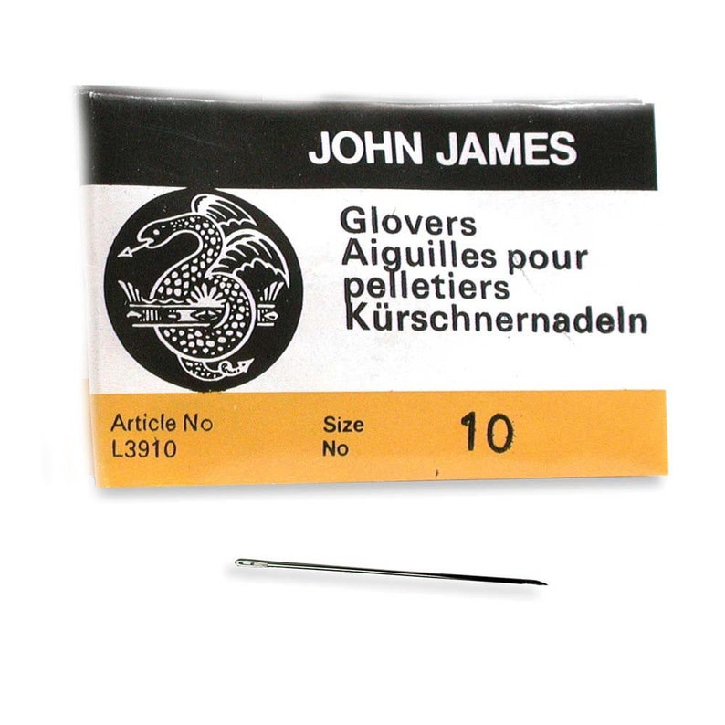 John James Glovers Needles Size 10 43604 Size 10 Leather Needles, Glovers Bulk Pack Needle, Craft Needles, John James Needle L3910 image 1