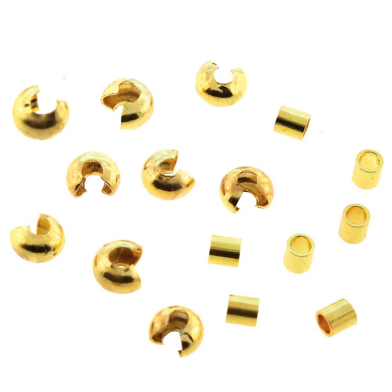 2mm Crimps 3mm Crimp Covers Mixture 43940 48 Pieces Goldtone Etsy