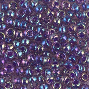 Miyuki Seed Beads 6/0 Purple Lined Amethyst AB 6-356 20g in a Tube, Glass Seed Beads, Size 6 Seed Beads, Japanese Seed Bead, Round Seed Bead