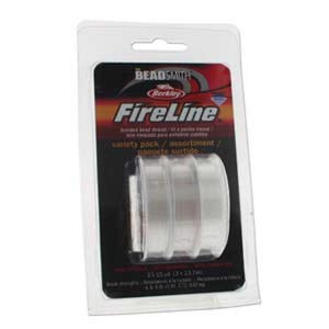 FireLine Beading Thread Assortment Crystal 43747 4lb, 6lb, & 8lb 15yd Spools Pre-Waxed Thread, Stretch Resistant Thread, Beading Thread