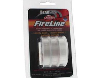 FireLine Beading Thread Assortment Crystal 43747 4lb, 6lb, & 8lb 15yd Spools Pre-Waxed Thread, Stretch Resistant Thread, Beading Thread