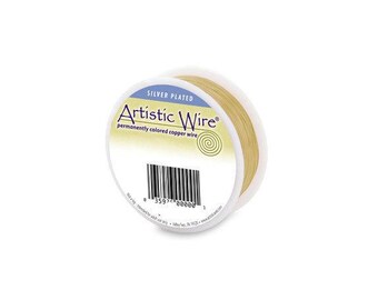 Artistic Wire 22 Gauge Silver Plated Gold 1/4lb 125feet 41935 Resembles 14kt Gold Round Wire, Jewelry Wire, Craft Wire, Silver Plated Wire