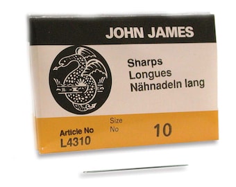 John James Sharps Needles Size 10 43370 Size 10 English Needles, Bulk Pack Short Beading Needle, Sewing Needles, John James Needle L4310