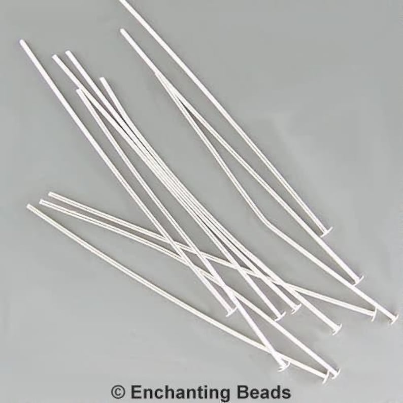 4 inch 21ga Silver-Plated Headpins 42978 (144) 21 gauge Silver Head Pins, Jewelry Findings, Head Pin Wire, Thick Head Pins, Long Head Pins image 1