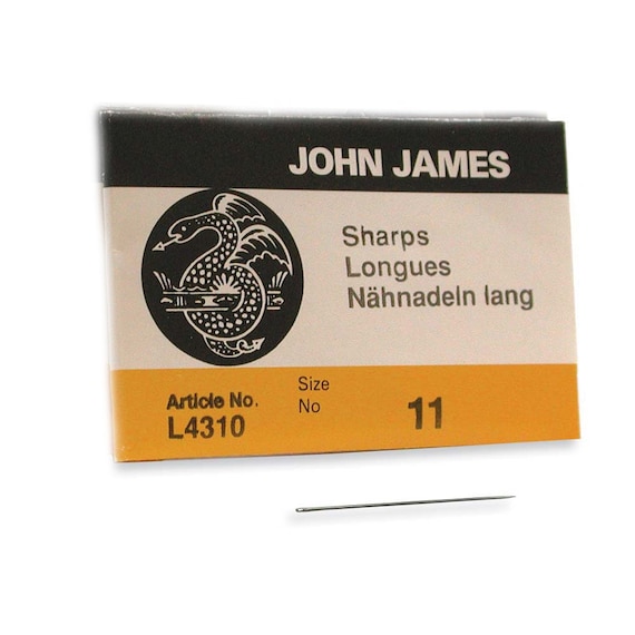 John James Sharps Needles Size 11 43371 Size 11 English Needles, Bulk Pack Short Beading Needle, Sewing Needles, John James Needle L4310