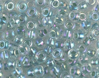 Miyuki Seed Beads 6/0 Seafoam Lined Crystal AB 6-263 20g in a Tube, Glass Seed Beads, Size 6 Seed Beads, Japanese Seed Bead, Round Seed Bead