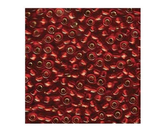 Miyuki Seed Beads 6/0 Silver-Lined Ruby Red 6-141S 20g in Tube, Glass Seed Beads, Size 6 Seed Beads, Japanese Seed Beads, Round Seed Bead