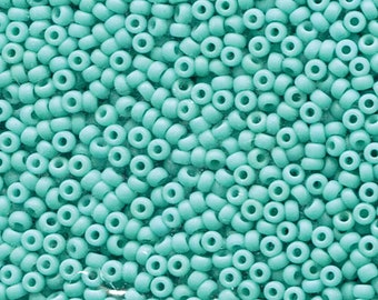 Miyuki Seed Beads 11/0 Matte Opaque Light Blue 11-413F 24g, Round Seed Beads, Glass Seed Beads, Size 11 Seed Beads, Japanese Seed Beads