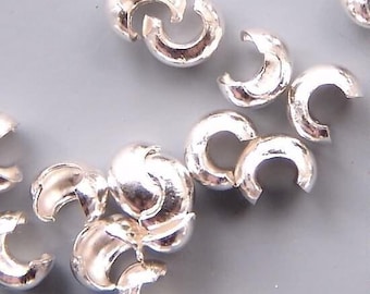 Small Crimp Covers Silver Plated 42864 (144), 3mm Crimp Covers, SIlver Crimp Covers, Silver Plated Crimp Covers