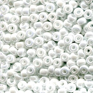 Miyuki Seed Beads 8/0 White Pearl 8-420 22g White Round Seed Bead, Glass Seed Bead, Size 8 Seed Bead, Japanese Seed Bead