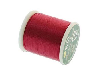K.O. Beading Thread, Scarlet Pink Japanese Beading Thread 43343 55 yd, KO Beading Thread, Size B Beading Thread Pre-Waxed Thread