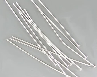 2 inch 24ga Silver-Plated Headpins 42941 (144) 24 gauge Silver Head Pins, Jewelry Findings, Head Pin Wire, Thin Head Pins, Long Head Pins