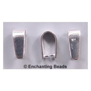 Simple Sterling Silver Pinch Bail 42628 1 Sterling Silver Bails, Pendant Bails, Necklace Bails, Bails for Necklaces image 1