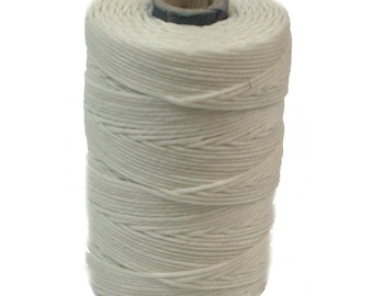Irish Waxed Linen Thread White 43677 (50gr, 100yds), White Crawford Irish Waxed Linen Cording, 4-Ply Waxed Linen, White Linen Jewelry Cord
