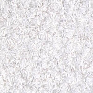 11/0 Miyuki Delica Beads 11/0 Japanese Seed Beads DB201 (6.8g), White Pearl Delica Seed Bead, Glass Seed Bead, Cylinder Glass Bead