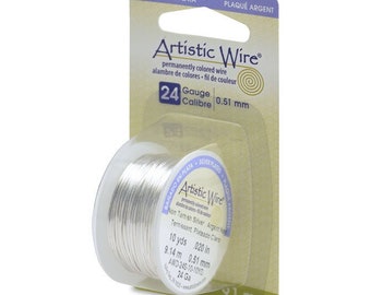 Artistic Wire 24 Gauge Tarnish Resistant Silver 43140 Dispenser 10 Yards Round Wire, Soft Temper Silver Wire, Jewelry Wire, Craft Wire