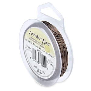 Artistic Wire 22 Gauge Antique Brass 41112 Round Wire, Antique Brass Wire, Dead Soft Temper Wire, Artistic Wire
