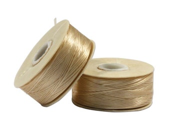 Nymo Beading Thread Size B Champagne 43903 (2 bobbins) Beige Beadwork Thread, Sewing Thread, Needleweaving Thread, Needlework Thread