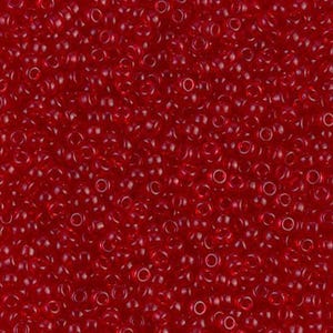 Miyuki Seed Beads 11/0 Transparent Red 11-141 24g Japanese Seed Beads, Red Seed Beads, Glass Seed Beads, Rocaille Seed Beads