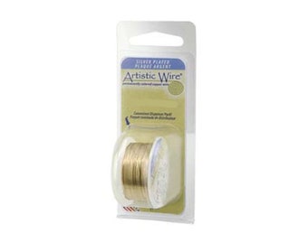 Artistic Wire 18 Gauge Silver Plated Gold with Dispenser 43104 4yds Round Wire, Jewelry Wire, Craft Wire, Silver Plated Wire, Wire Wrapping,