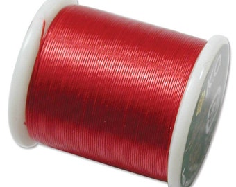 K.O. Beading Thread, Rich Red Japanese Beading Thread 43328 55 yd, KO Beading Thread, Size B Beading Thread, Pre-Waxed Nylon Beading Thread,