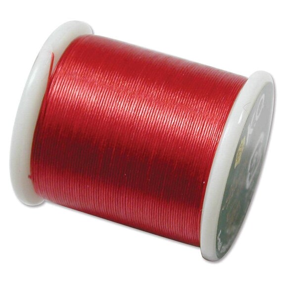 K.O. Beading Thread, Rich Red Japanese Beading Thread 43328 55 Yd, KO  Beading Thread, Size B Beading Thread, Pre-waxed Nylon Beading Thread, 