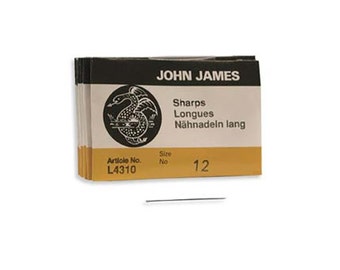 John James Sharps Needles Size 12 43372 , Size 12 English Needles, Sharps Bulk Pack Beading Needle, John James Needle L4310, Sewing Needles