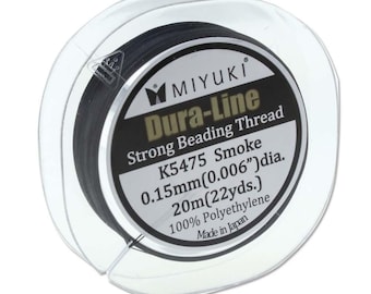 Miyuki Dura-Line Beading Thread Smoke Gray 43743 (20meters) .15mm Size D Beading Thread, Polyethylene Thread, Miyuki Thread, Japanese Thread