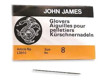 John James Glovers Needles Size 8 43603 Size 8 Leather Needles, Glovers Bulk Pack Needle, Craft Needles, John James Needle L3910