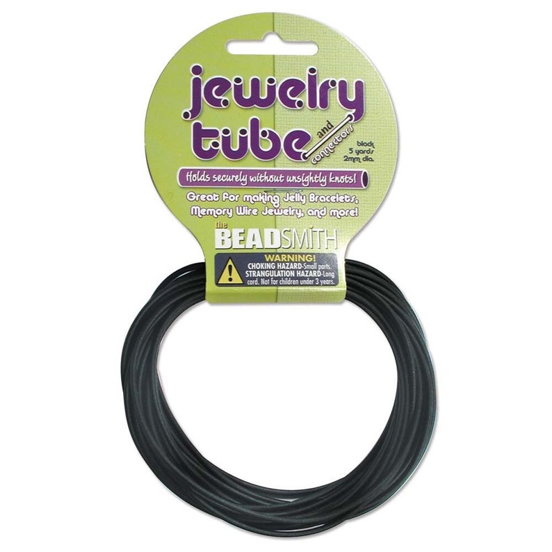 2mm Hollow Black Rubber Tubing 41113 5yds, Black Round Tubing, Black Hollow Tubing, Can Cover Memory Wire, Stretchy Rubber, Hollow Rubber image 3