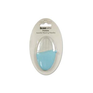 Pebbles English Beading Needles and Case 43265 , Size 10 and 12 Needles, Flip Top Needle Case, Turquoise Needle Storage Case, Beading Supply