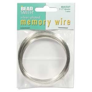 Silver Plated Memory Wire 2.5 inch Bracelet 43891 1 Ounce Bracelet Memory Wire, Beadsmith Memory Wire