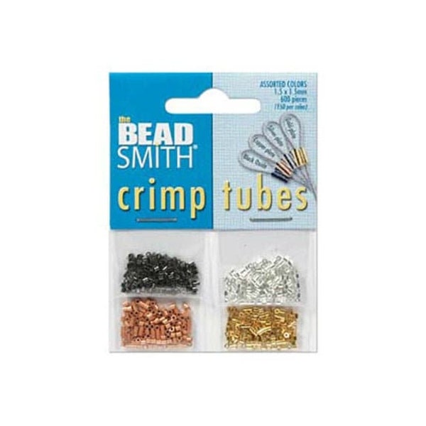 1.5mm Crimp Tube Beads Assortment 4 Colors 43888 Beadsmith Crimps, Gold Crimps, Silver Crimps, Black Oxide Crimps, Copper Crimps, Crimp Mix