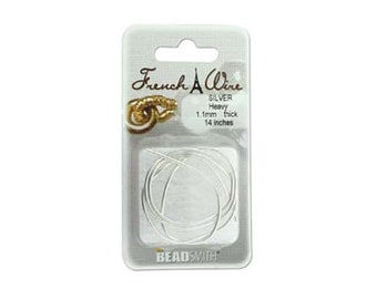 French Wire Bullion Silver Color 43795 (Heavy, 1.1mm, 14 inch) Heavy French Wire, Silver Bullion Wire, Flexible Thread Protection