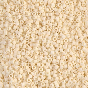 11/0 Miyuki Delica Beads 11/0 Japanese Seed Beads DB762 (6.5g), Matte Opaque Cream Delica Seed Beads, Glass Seed Beads, Cylinder Beads