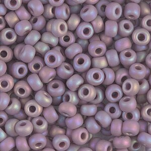 Miyuki Seed Beads 6/0 Matte Opaque Lt Amethyst AB 6-410FR 20g in a Tube, Glass Seed Beads, Size 6 Seed Beads, Japanese Seed Bead, Round Bead
