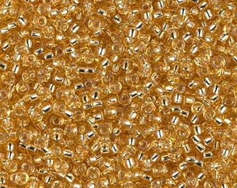 Miyuki Seed Beads 11/0 Silver-Lined Gold 11-3 24g Gold Seed Beads Glass Seed Beads Size 11 Japanese Seed Beads, Rocaille