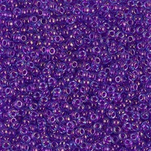 Miyuki Seed Beads 11/0 Purple Lined Aqua 11-352 24g Glass Seed Beads, Size 11 Seed Beads, Color Lined Beads, Japanese Seed Beads, Rocaille