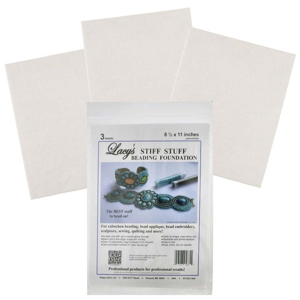 Lacy's Stiff Stuff Beading Foundation XL 45074 (3 Sheets) 8.5 x 11 inches, White Lacy's Bead Foundation, Beadwork Foundation,